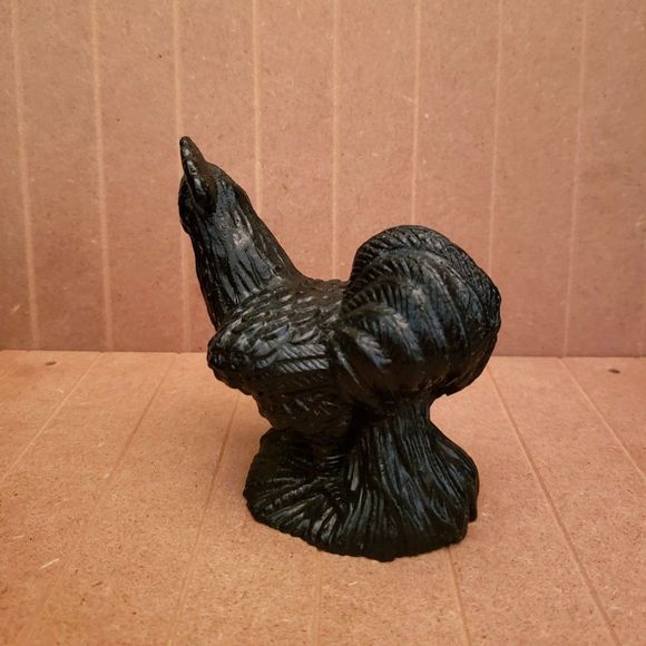Black Coal Rooster Figurine Chicken Decor Farmhouse Vintage - Picture 6 of 14